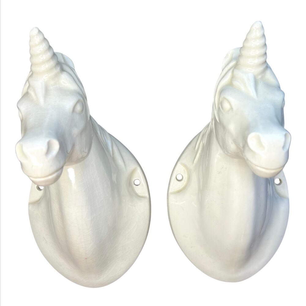 Vintage Unicorn Head Wall Plaque Home Decor Animal Mythical white wall hanger